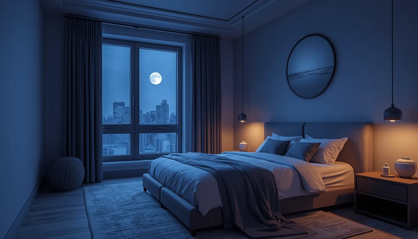 Rustige slaapkamer met maanlicht voor gezonde nachtrust